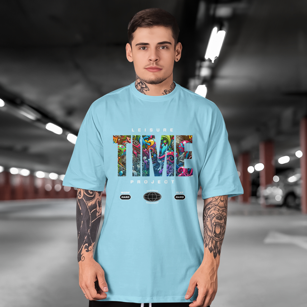 Camiseta Leisure Time Project 100% Algodão Premium moda 2026