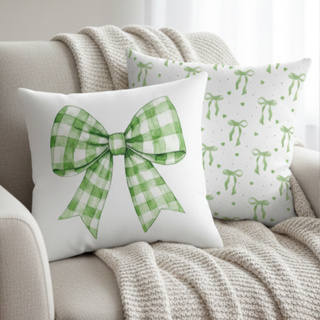 kit duas capas de almofada laços lisos e xadrez 45x45 duas unidades azul rosa preto e verde promoção em Oferta na Shopee