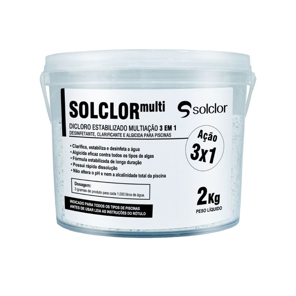 Cloro para Piscina 3 em 1 Solclor Balde 2 Kg – Alto Rendimento em Oferta na Shopee