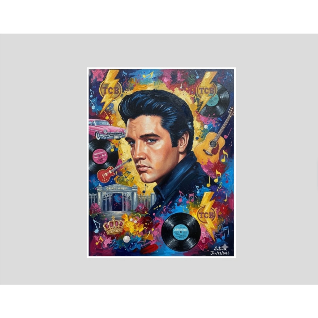 Quadro Elvis Presley Rei do Rock Banda Anos 60 70 Vintage