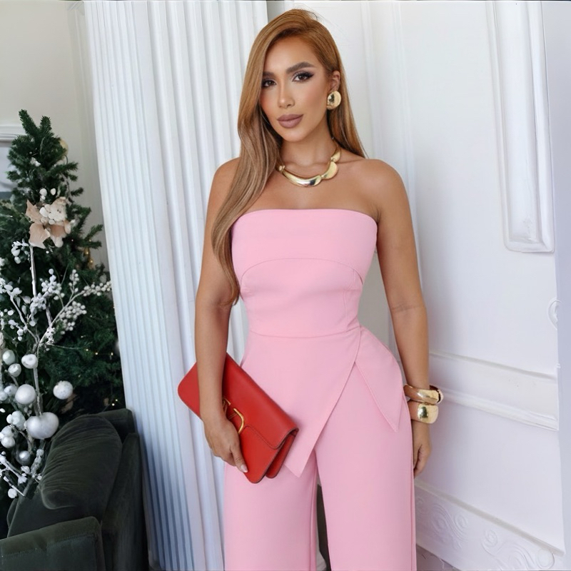 Conjunto Feminino Calça e Cropped Tomara que Caia Chique Casual Elegante Moderno Estiloso em Oferta na Shopee