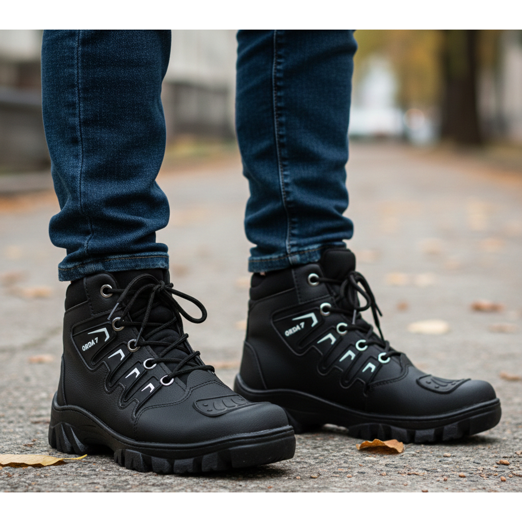 Coturno Masculino Adventure Bota de Trilha Cano Médio Blaqueado Tratorado