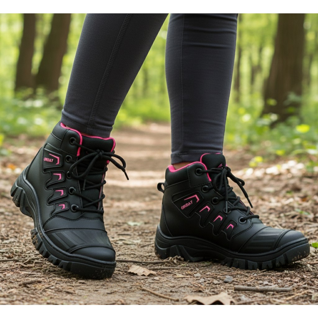 Coturno Feminino Bota Adventure Cano Médio Tratorado Antiderrapante