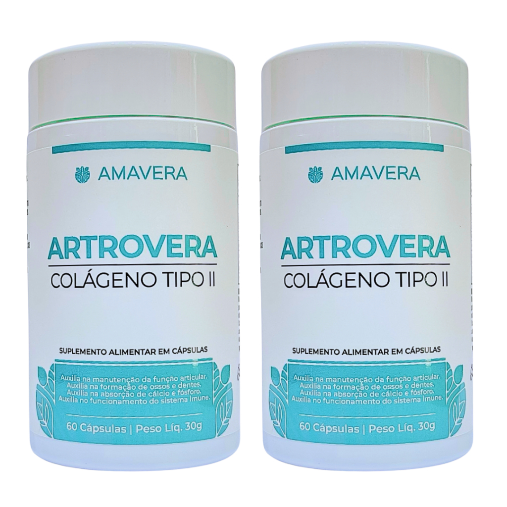 Kit 2 unid Colágeno Tipo II Artrovera| Articulações Saudáveis|60caps- AMAVERA