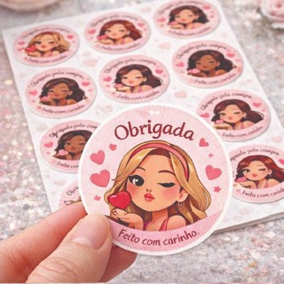 100 Adesivos Redondos 3,2cm – Obrigada pela Compra | Feito com Carinho | 30 Modelos Disponíveis | 3,2cm| em Oferta na Shopee