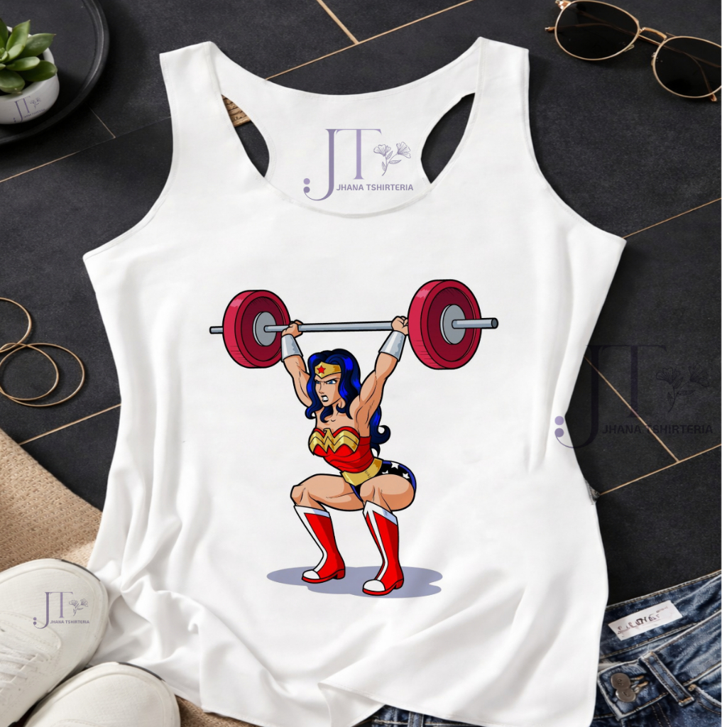 REGATA CRIATIVA FEMININA,MULHER MARAVILHA,CARNAVAL 2026,FITNES,ACADEMIA,MODA PLUS SIZE em Oferta na Shopee