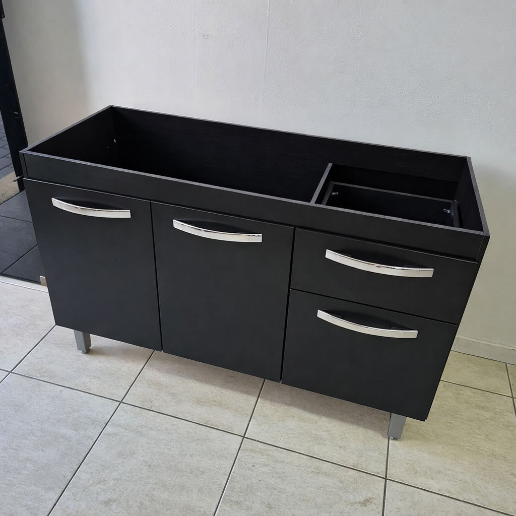 Balcão Gabinete Para Pia 1,20m Cozinha Armário Preto S/ Pia