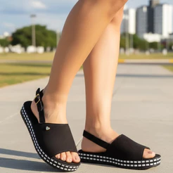 Sandália Anabela Feminina Pingente Coração Promoção Confortável Original Envio Rápido