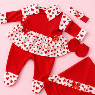 Saída de Maternidade Menina 100% Algodão Antialérgico Luxo 5 Peça em Oferta na Shopee