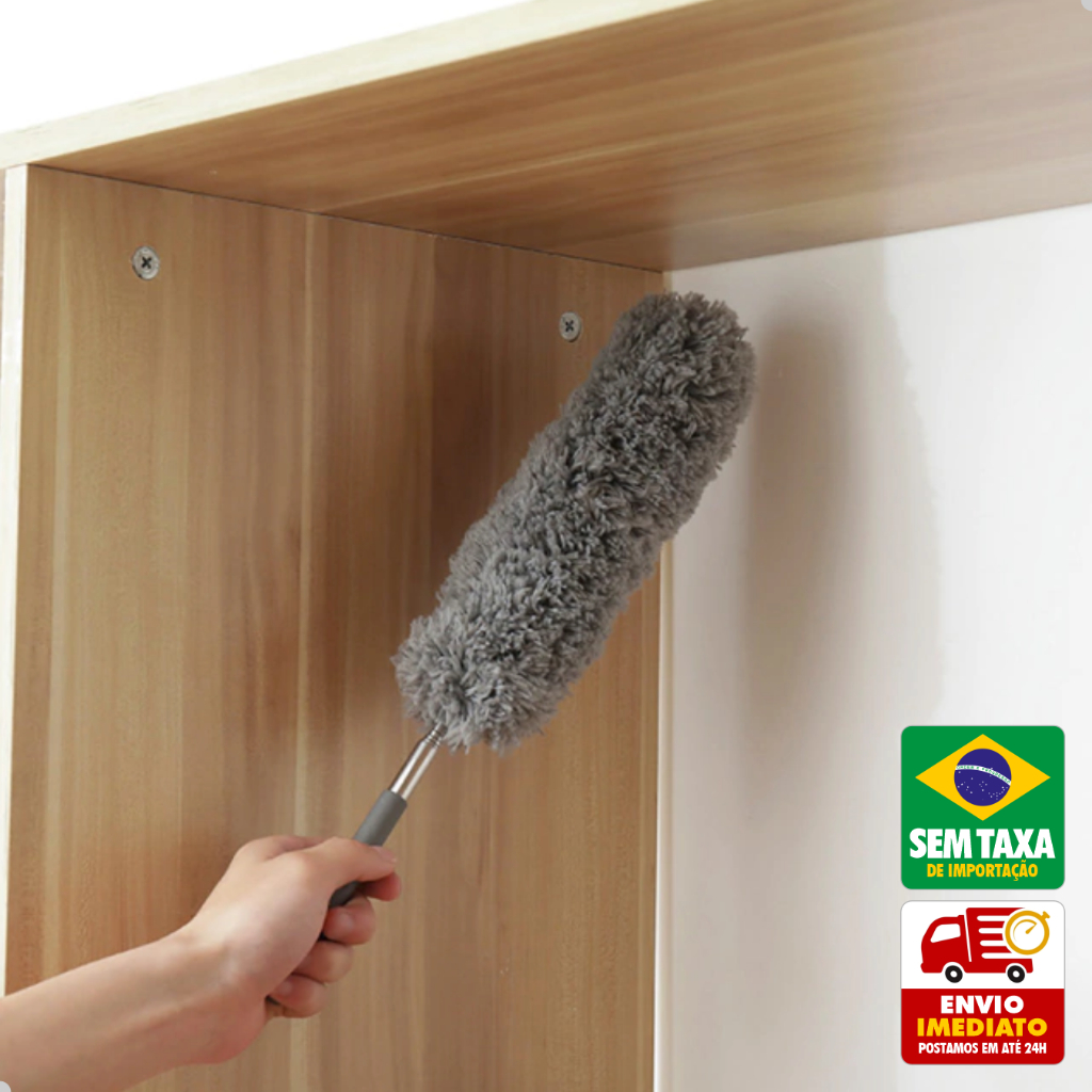 Espanador Telescópico Extensível 2,80m Microfibra para Teto Cantos Ventilador e Persianas
