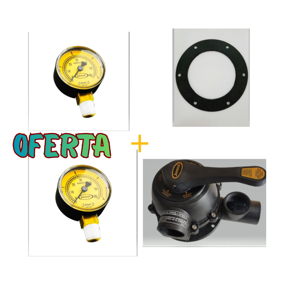 KIT MANUTENÇÃO 2 MANOMETROS + VALVULA SELETORA JACUZZI+GUARNIÇÃO