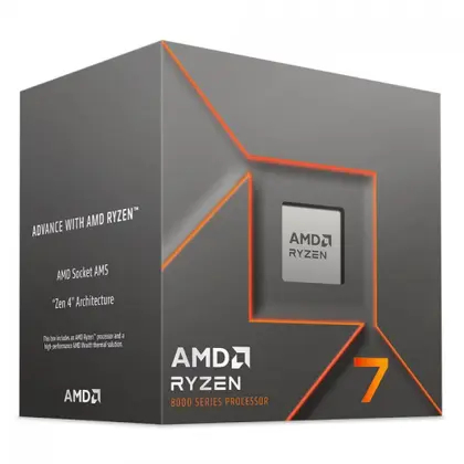 Processador AMD Ryzen 7 8700F, 8 Cores, 16 Threads, 4.1GHz Boost, AM5, Sem Vídeo, 100-100001590BOX