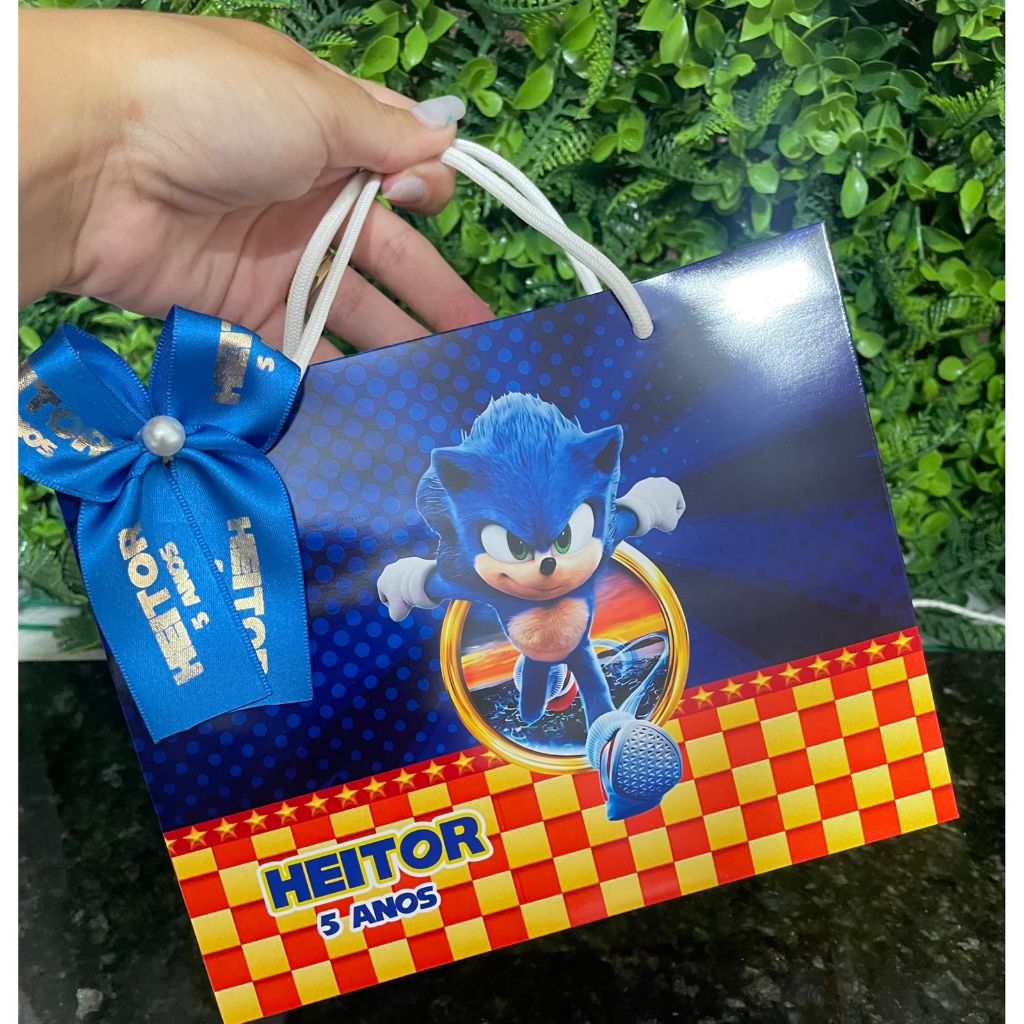 Sacolinha Surpresa Personalizada Sonic I Construção I  Laço | Lembrancinhas | Festa Aniversário | Lancheirinha