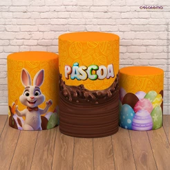 Trio Capas Cilindros Decoração Páscoa Em Tecido com Elástico Veste Fácil para Festa