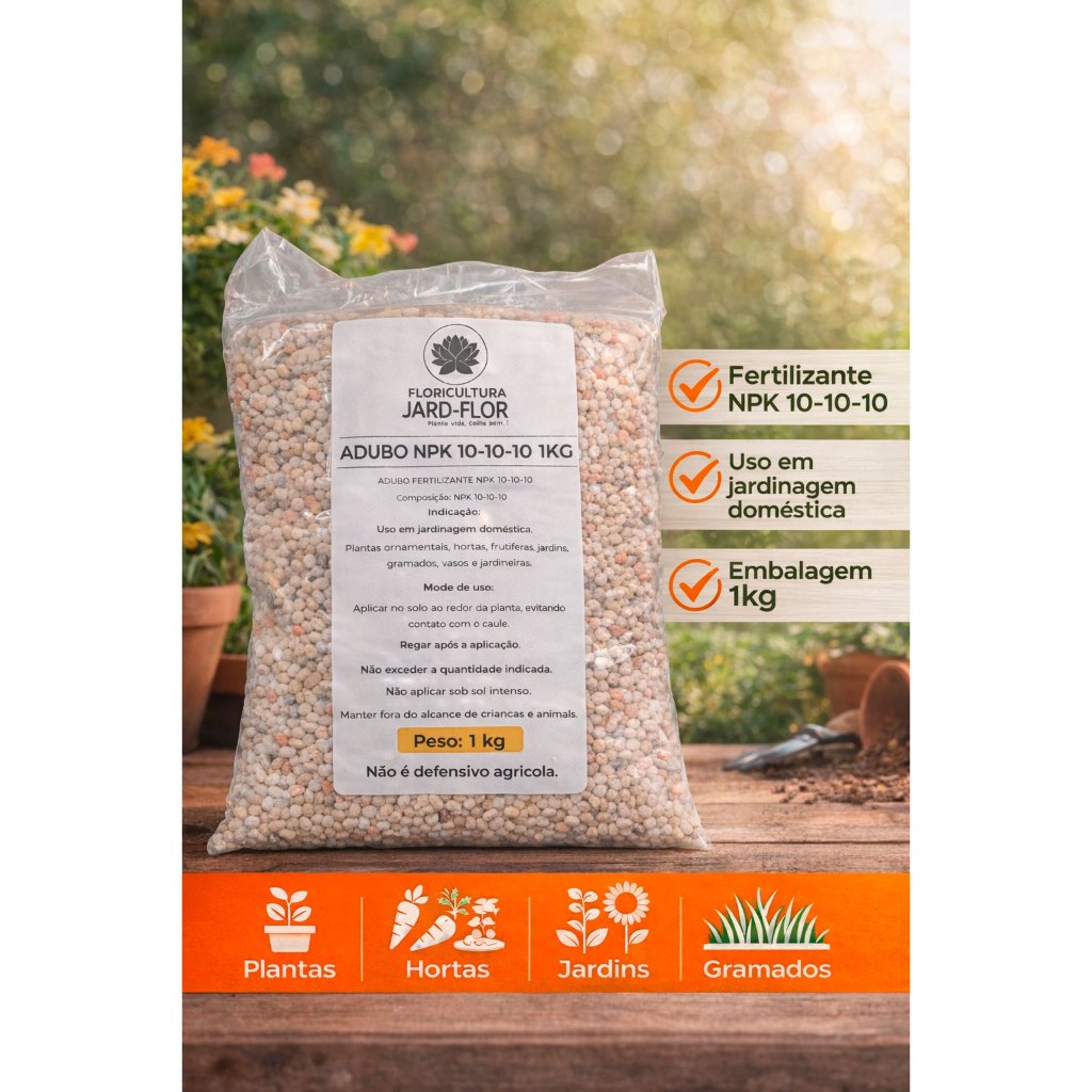Adubo Fertilizante NPK 10-10-10 para Jardinagem, Hortas e Plantas – 1kg em Oferta na Shopee