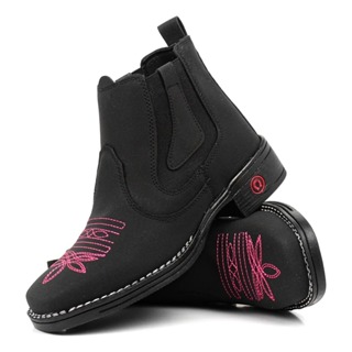 Bota Botina Texana Feminina Country Bordada Cano Curto em Oferta na Shopee