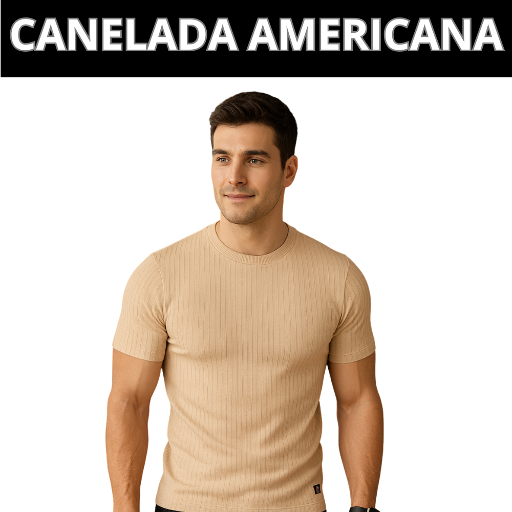 Camiseta Masculina Modelo Americano Básico Canelada Americana Blusa Masculina Camisa Slim Unidade