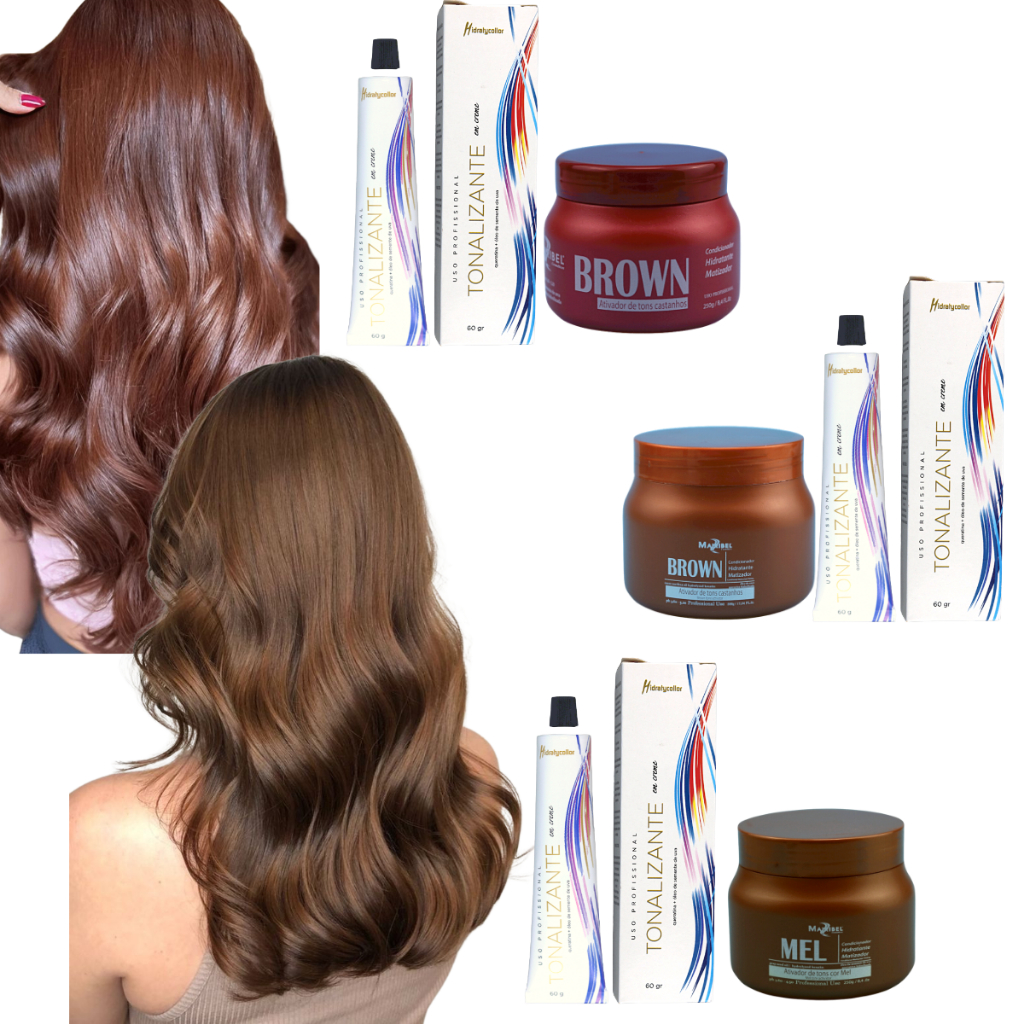 Kit Tonalizante Mairibel/Hidraty 4.0 Castanho Médio Sem Amônia + Matizador Brown / Mel