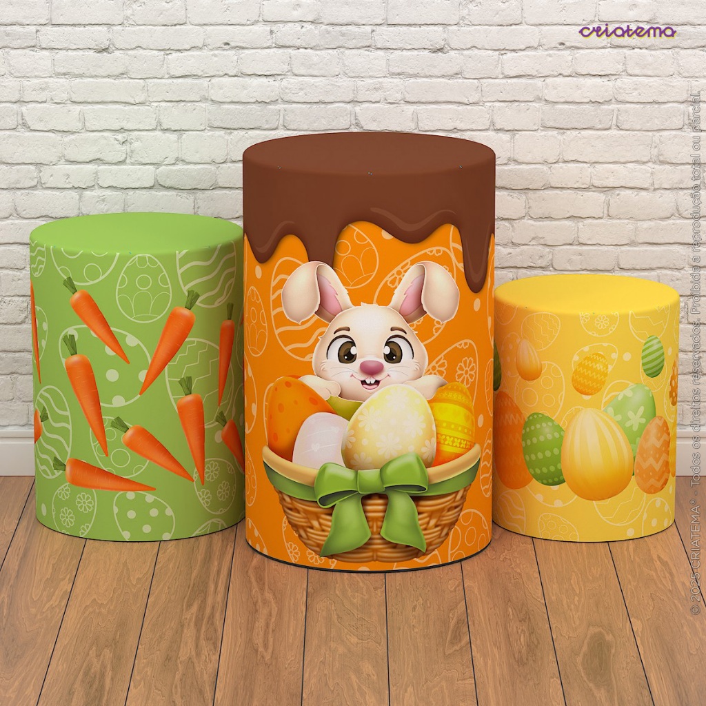 Capa de Cilindro Festa Páscoa Em Tecido Sublimado Veste Fácil Decoração Festa em Oferta na Shopee