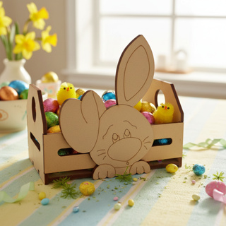 kit 5unid Cesta Cestinha Caixote Bandeja Coelho PascoaMdf em Oferta na Shopee