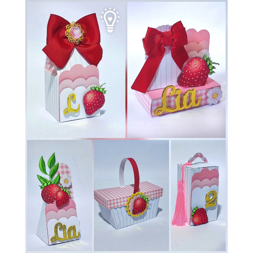 Caixinhas Personalizadas Morango - festa-PEGUE E MONTE- Moranguinho - Papelaria-Aniversário-Lembrancinhas