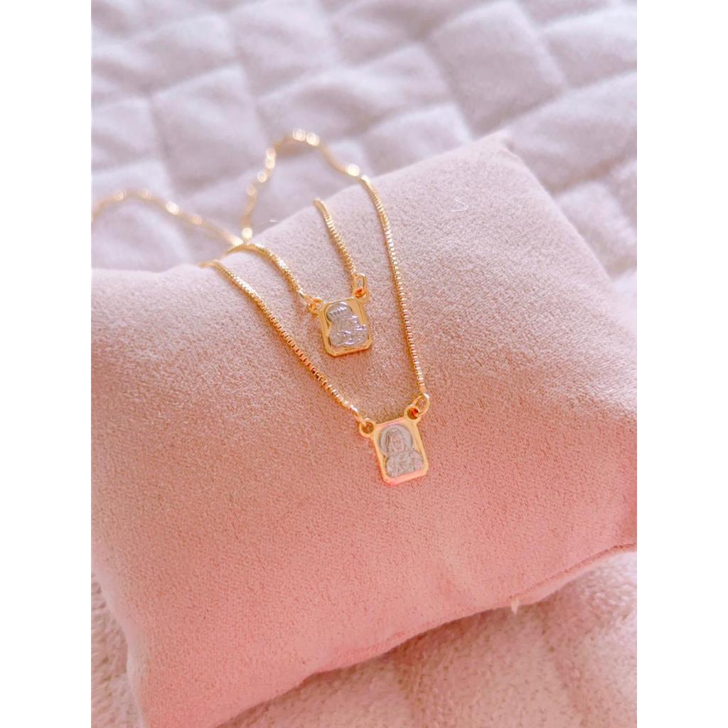 Escapulário Sagrado Coração de Jesus e Nossa Senhora do Carmo – Folheado a Ouro , Antialérgico, Masculino/Feminino em Oferta na Shopee