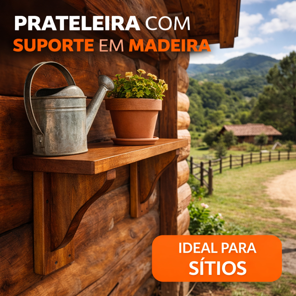 Prateleira de Madeira Rústica com Suporte Decorativo – Ideal para Sala, Quarto, Cozinha e Banheiro em Oferta na Shopee