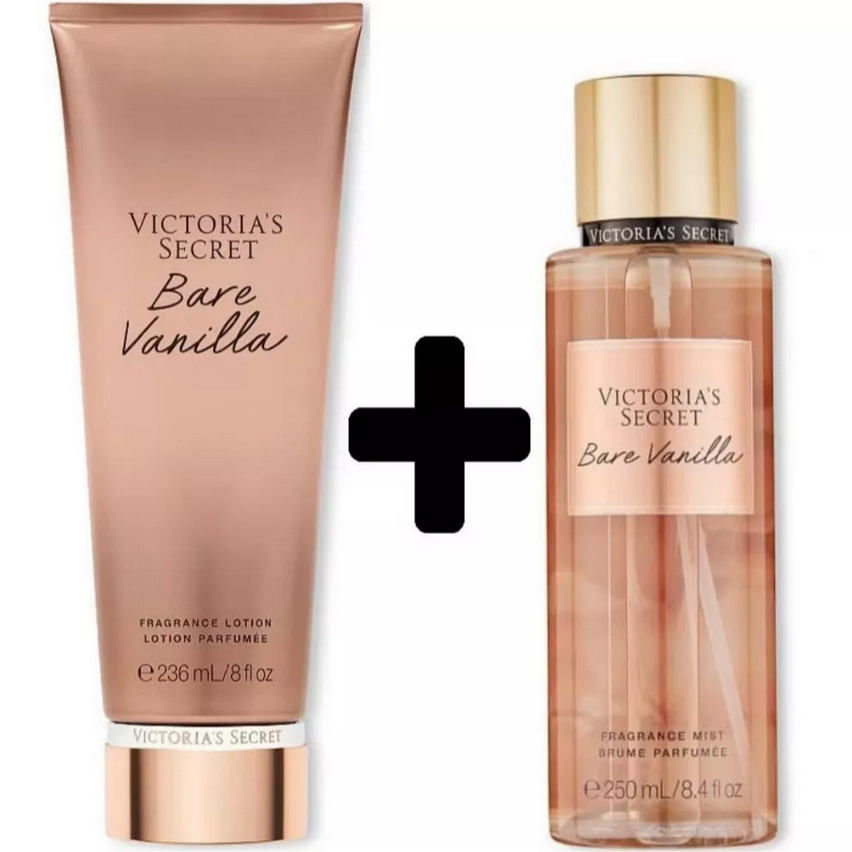 Kit Victoria's Secret Creme Hidratante Bare Vanilla + Body Splash Corporal | Original Importado