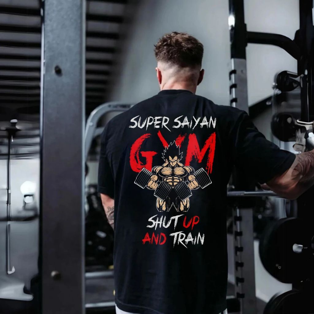 Camiseta Oversized Super Saiy Gym Aftersoul Unissex Plus Size P ao G6 100% Algodão