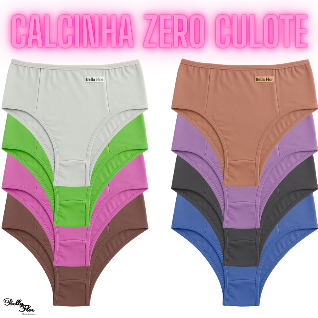 KIT 10 Calcinha Calçola Cintura Alta Lisa Redutora Luxo Lateral Larga Conforto Lingerie