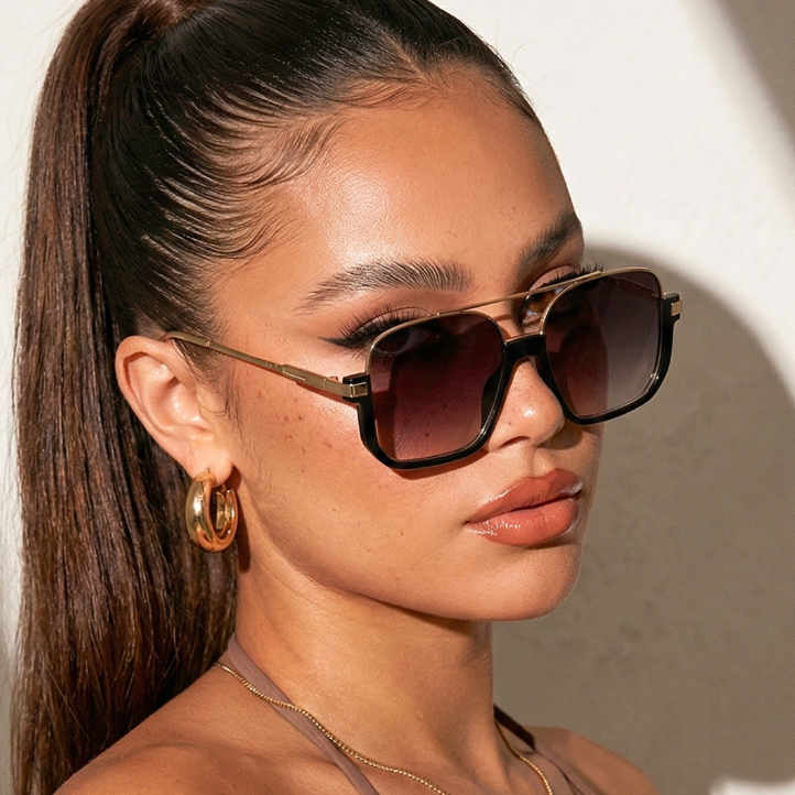 Óculos de Sol Maldivas Quadrado Aviador Blogueira Tendencia Moda Praia uv400 Unissex em Oferta na Shopee