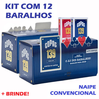12 Baralhos Copag 139 Azul & Vermelho Generico Naipe Convencional 54 Cartas Alta Qualidade