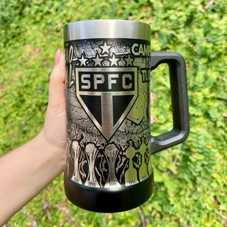 Caneca de Chopp SÃO PAULO Exclusiva 710ml 360o em Aço Inox Térmica – Gravação a Laser