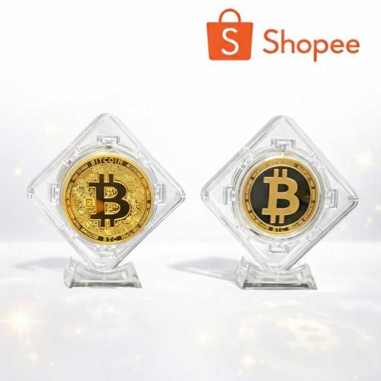Suporte Articulado Premium com Moeda Bitcoin Decorativa