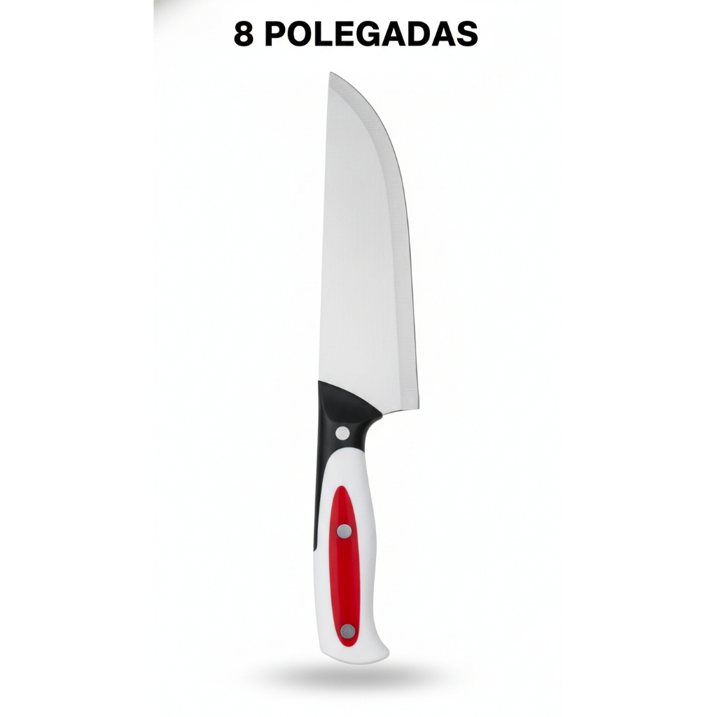 Faca Chef Profissional 8 Polegadas Aço Inox Afiada - Corte Preciso para Carnes e Legumes Cozinha