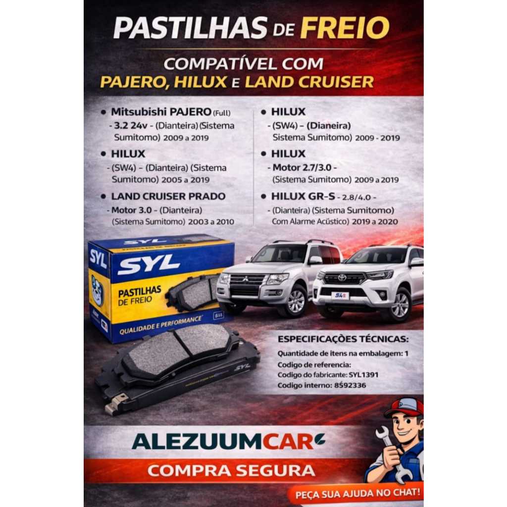 Pastilha Freio Dianteira  Pajero Hilux SW4 Land Cruiser Prado Sumitomo Com Alarme