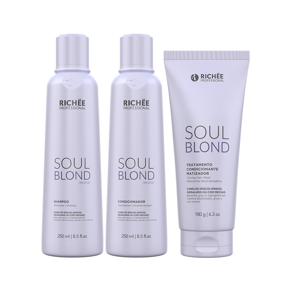 Kit Richée Soul Blond Shampoo Condicionador e Máscara em Oferta na Shopee