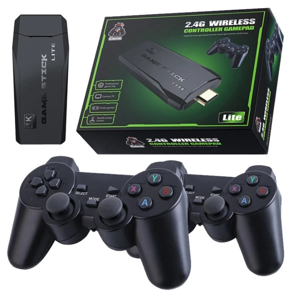 Video game Stick lite 4k +10mil jogos 2 Controles Sem Fio Console Portatil Jogos Retro Antigo