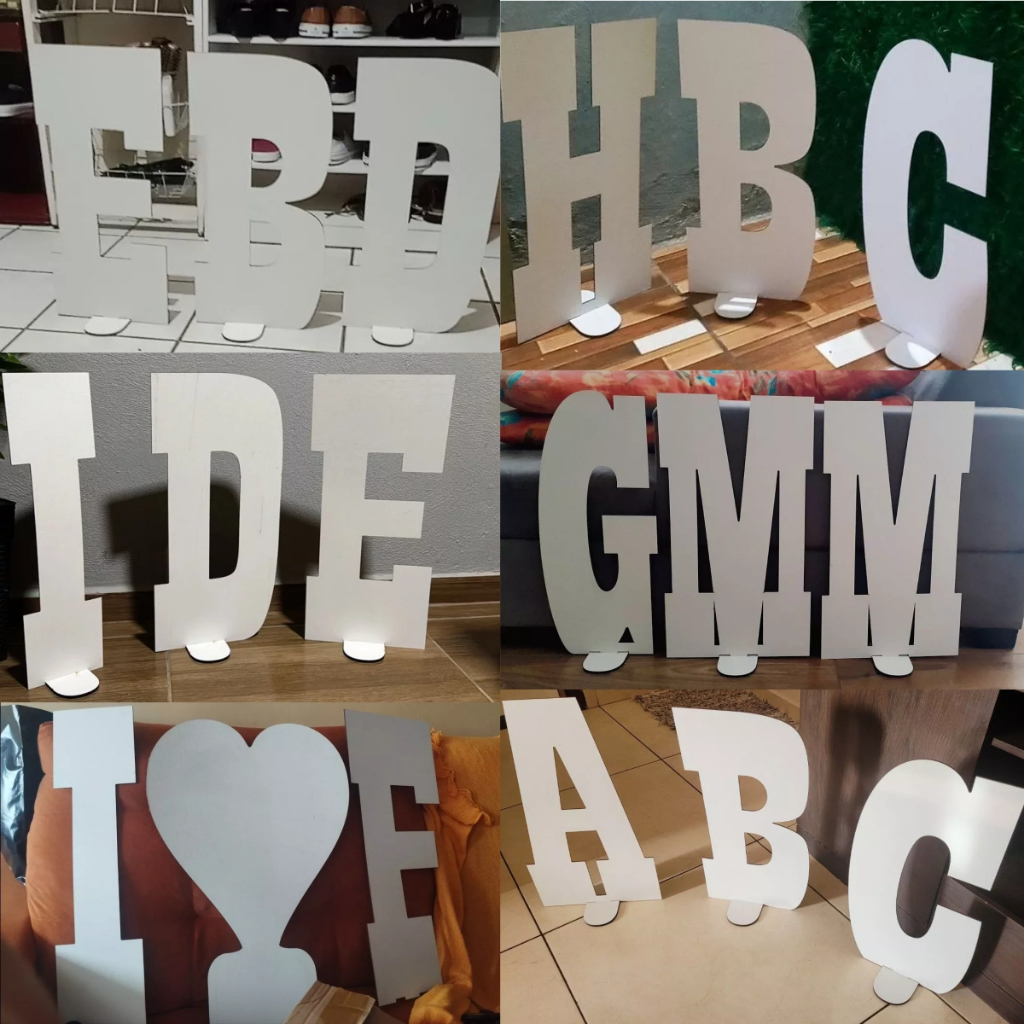 3 Letras ou números BRANCAS 60cm de Altura mdf Fica em Pé!PRONTA ENTREGA em Oferta na Shopee