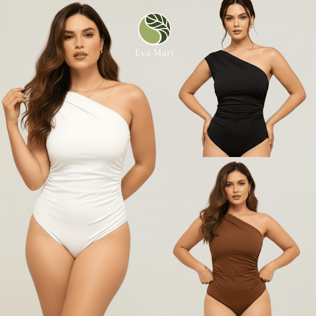 Body Feminino Elegante Mula Manca Assimétrico Ombro Único em Suplex Premium com Franzido Casual em Oferta na Shopee