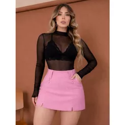 Short Saia Feminino Alfaiataria – Cintura Alta, Botões e Caimento Perfeito moda 2025