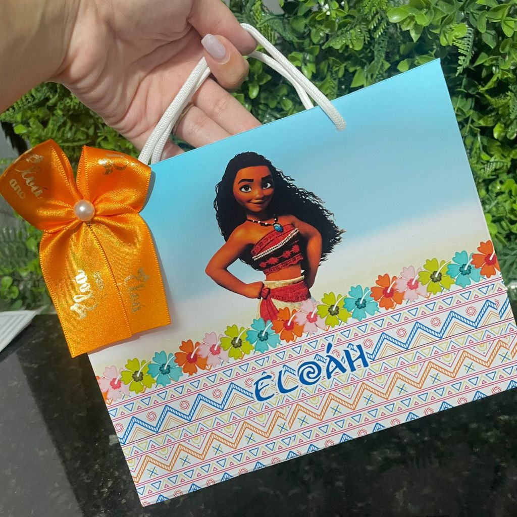 Sacolinha Surpresa Personalizada Moana com Laço | Lembrancinhas | Festa Aniversário | Lancheirinha