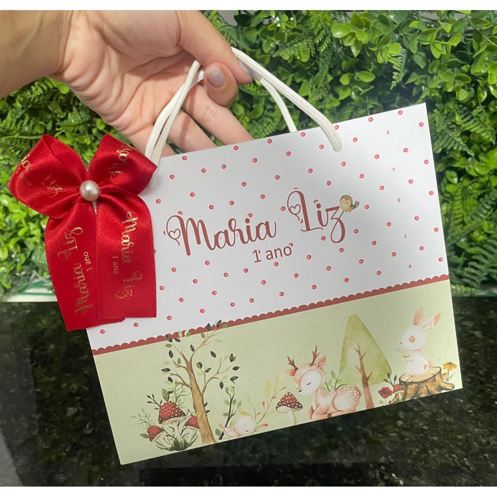 Sacolinha Surpresa Personalizada Bosque Vermelho  | Lembrancinhas | Festa Aniversário | Lancheirinha