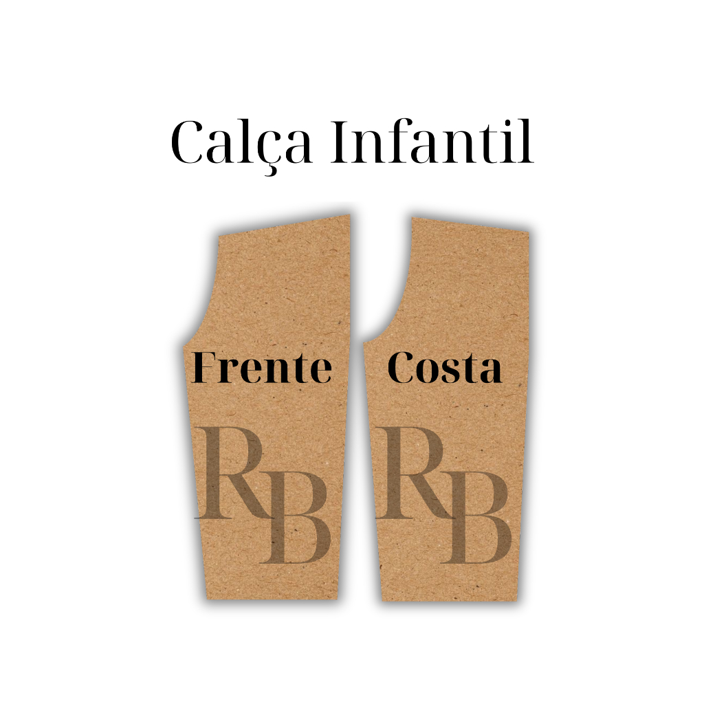 Molde de calça infantil, toda elástica infantil/Infanto-juvenil, Modelagem de calça infantil em papel kraft 90gr
