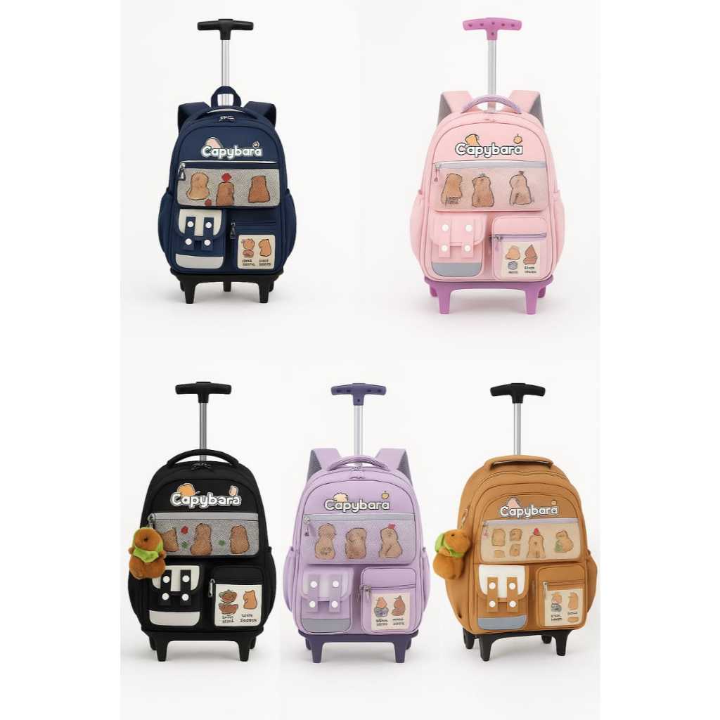 Mochila Com Rodinha IMPERMEAVEL  Capivara Capybara Reforçada Lançamento Moda Crianças E JUVENIL. em Oferta na Shopee