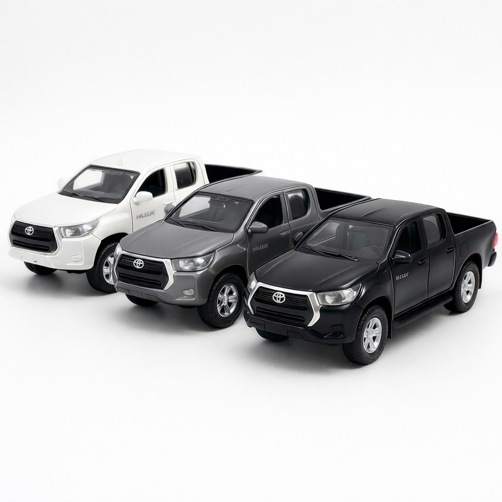 Miniatura Caminhonete Hillux Fricção Toyota Carrinho Carro Escala 1:36 c/Caixa Som Luz Coleção Metal em Oferta na Shopee