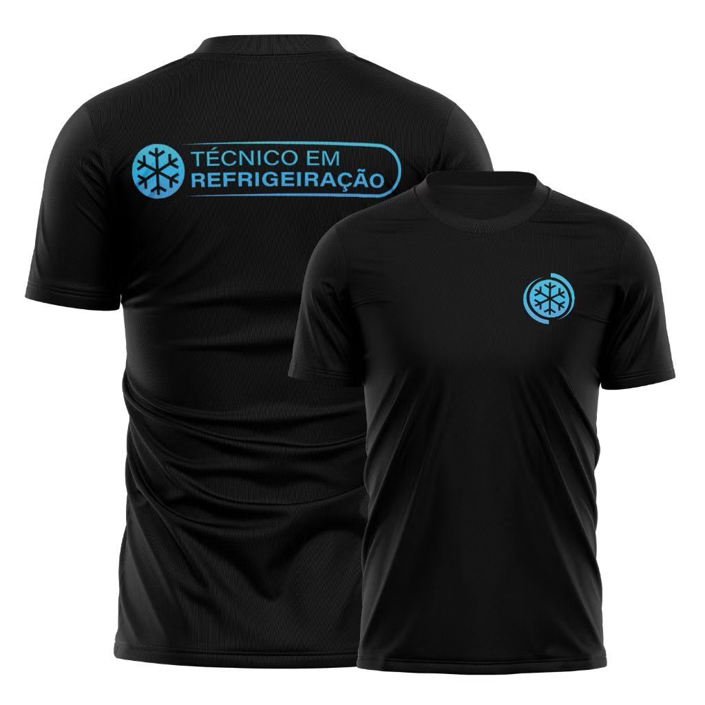 Camiseta Técnico em Refrigeração confeccionada em tecido leve e confortável, ideal para o dia a dia de trabalho. Possui
