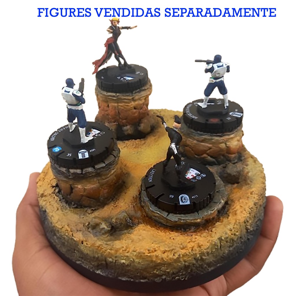 Diorama Base Deserto Display Heroclix RPG Miniaturas Terreno 4 Figuras