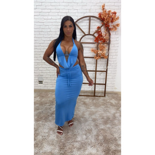 Conjunto feminino Saia longa Cropped  com Decote e caimento profundo festas verão em Oferta na Shopee