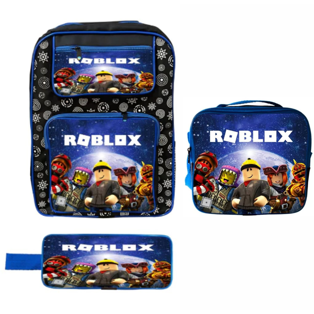 Kit Escolar Mochila Grande Infantil Lancheira Térmica e Estojo Masculino Menino Roblox